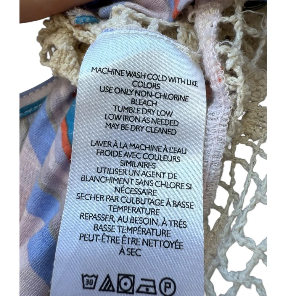 Free People Women’s S Aruba Crochet Striped Bohemian Hippie Festival Crop Top - Picture 10 of 12